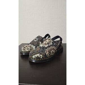 Dr Martens Isham Crochet Wool Suede Mules Black Beige Brown Mens Sz 10